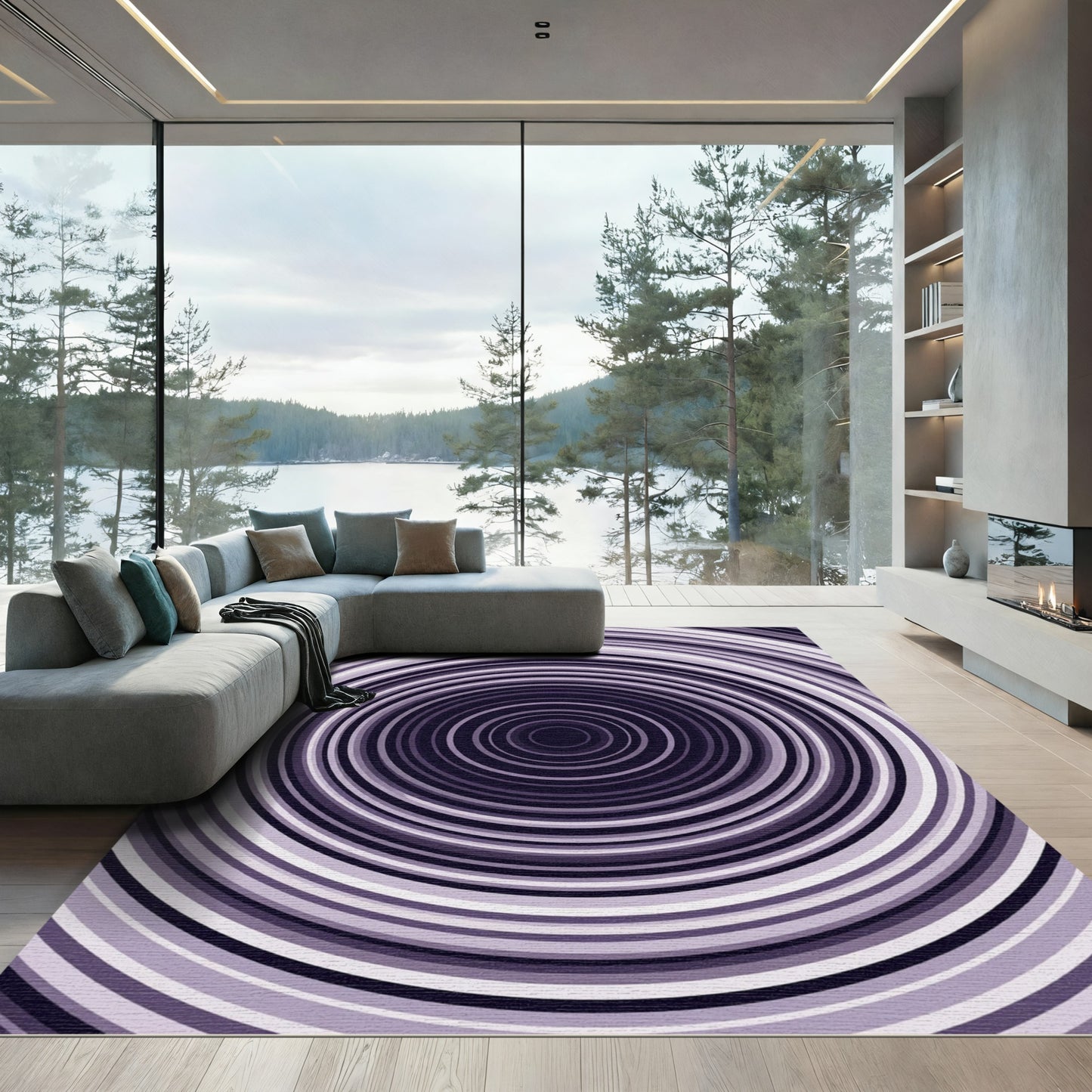 Deep Purple Concentric Infinite Circular Tunnel Rug