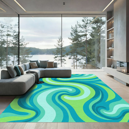 Aqua Wave Swirl Rug