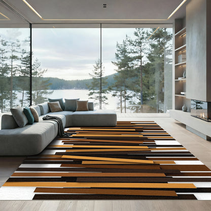Warm Earth Tone Stacked Stripes Rug