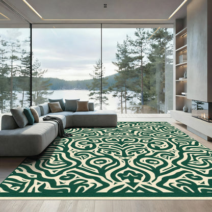 Emerald Ivory Intricate Scroll Rug
