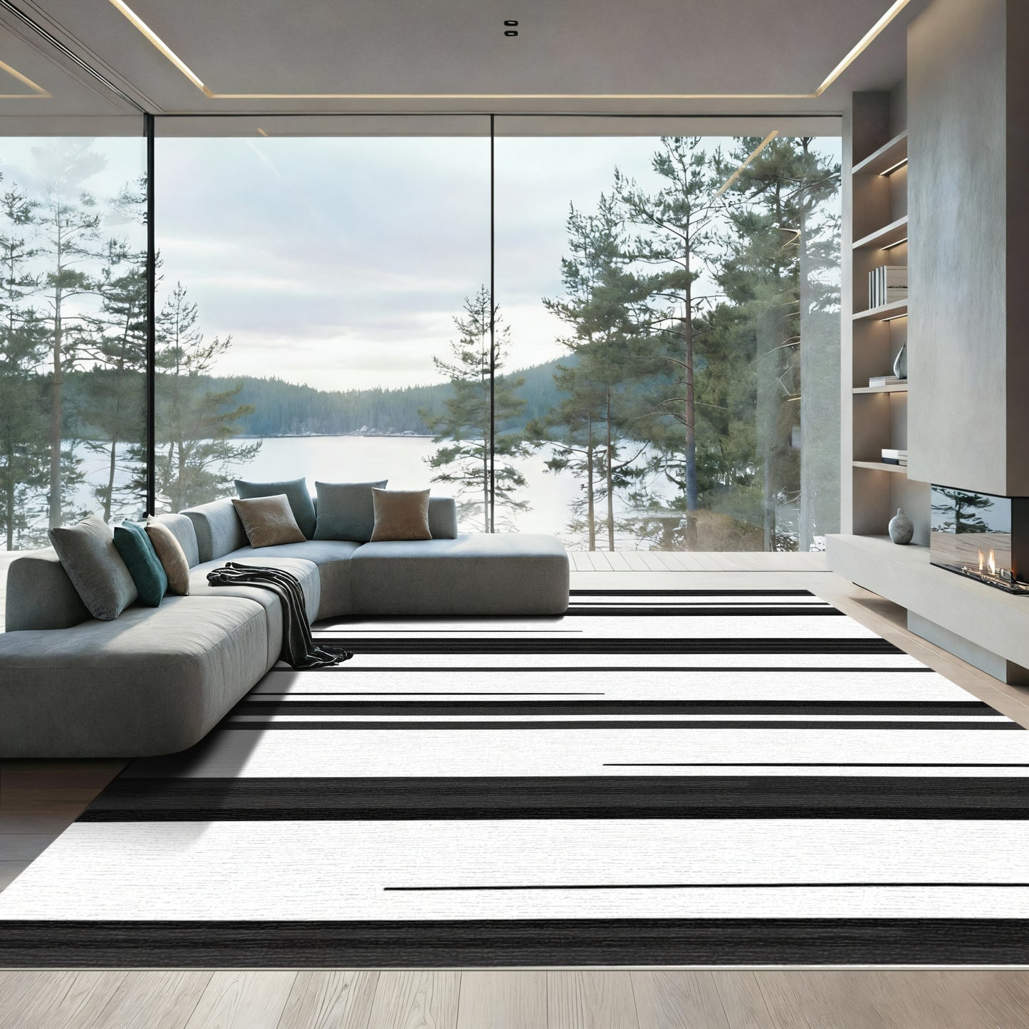 Monochromatic Horizontal Stripe Variation Rug