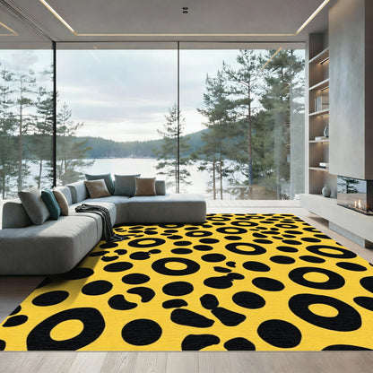 Bold Yellow Black Animal Print Rug