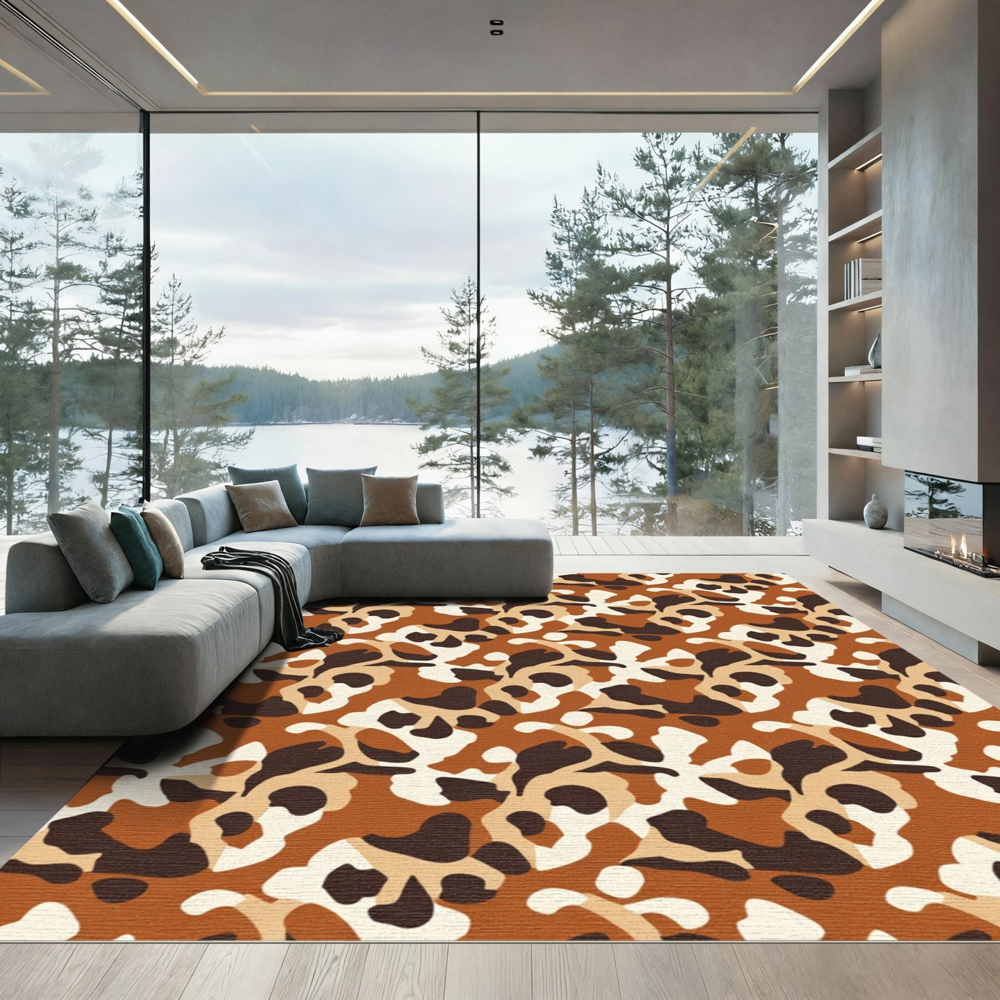 Earthy Camo Organic Shapes Rug