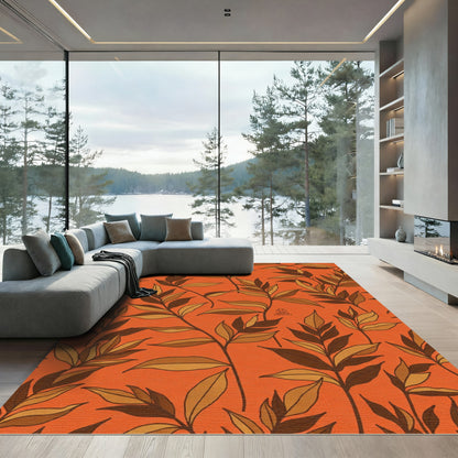 Terracotta Warm Leafy Branches Rug
