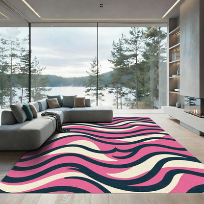 Retro Pink Wave Composition Rug