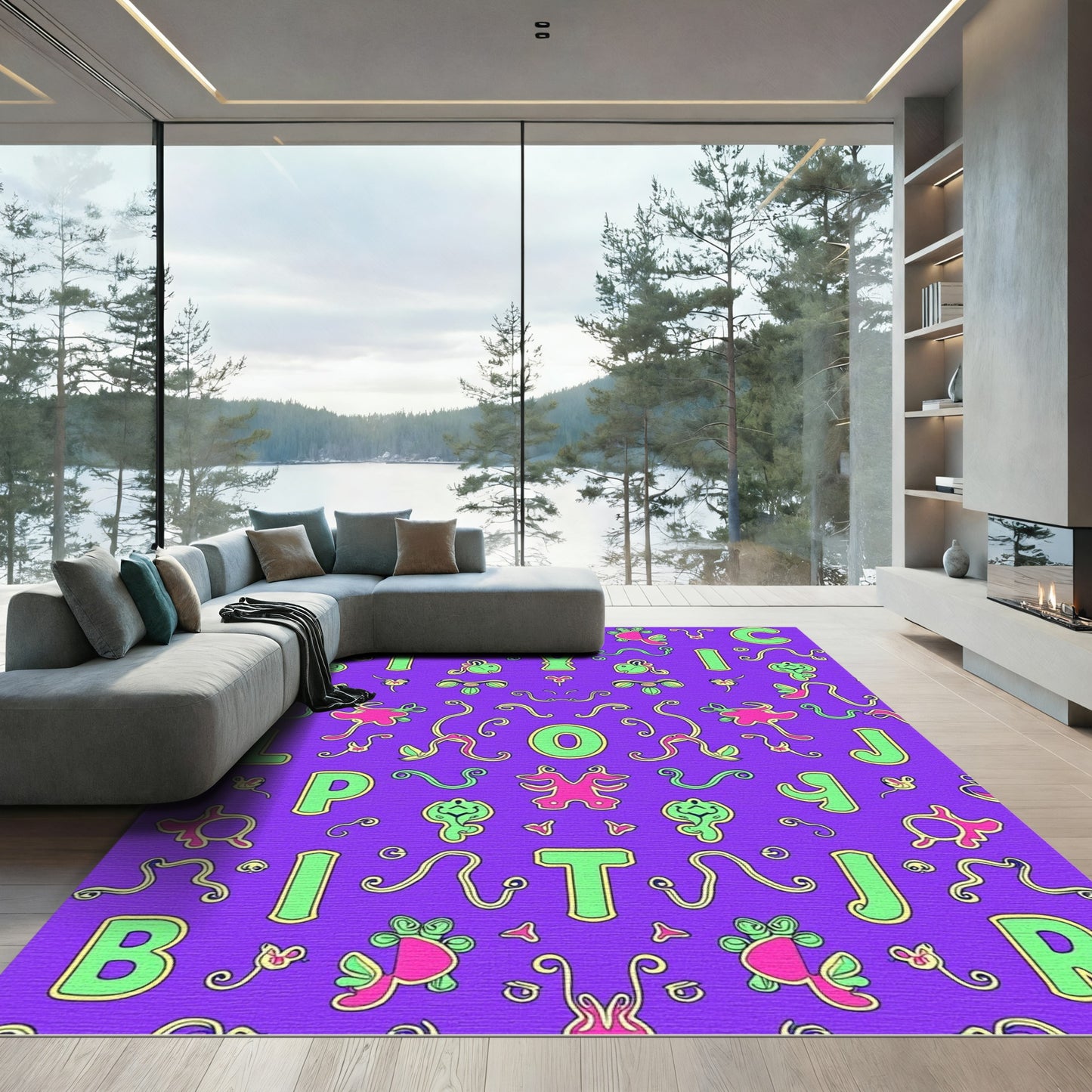 Bold Alphabet Amuse Purple Rug