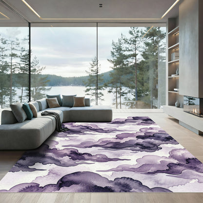 Ethereal Purple Watercolor Celestial Cloud Rug