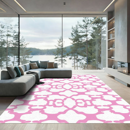 Modern Pink Link Chain Rug