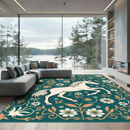 Cream Unicorn Floral Meadow Rug