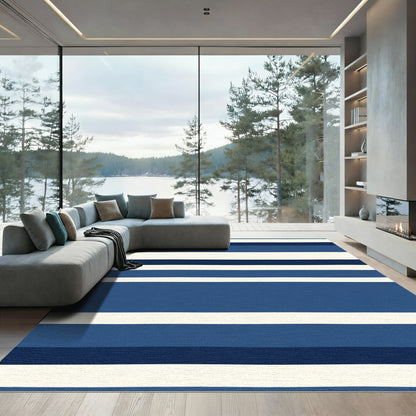 Deep Indigo Blue Stripe Rug
