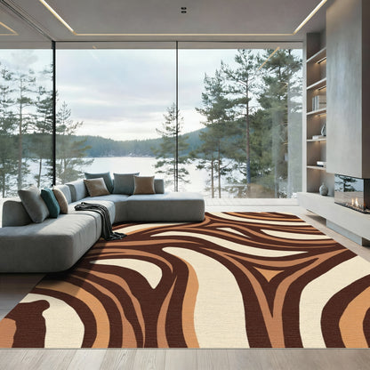 Earth Tones Swirling Abstract Zebra Rug