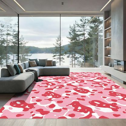Pink Red Abstract Blob Flow Rug