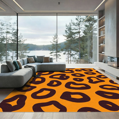 Vibrant Orange And Brown Spots Rug