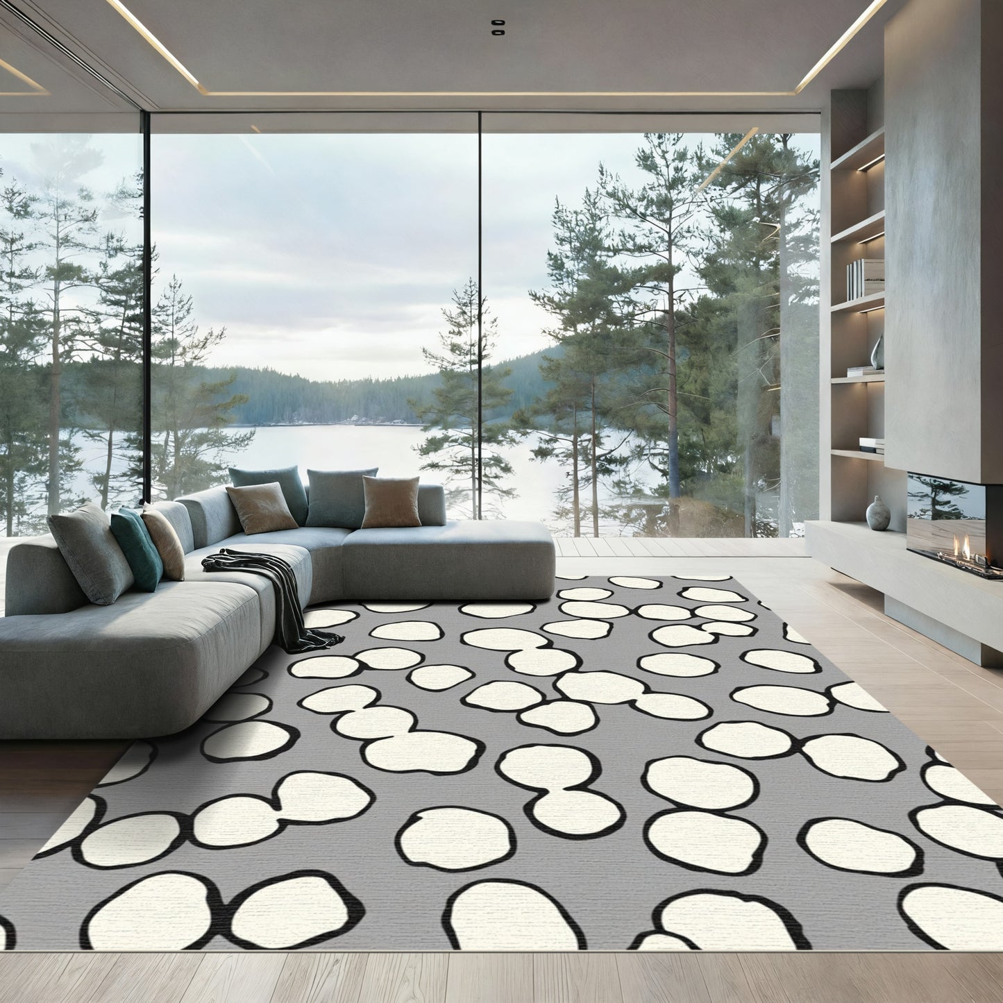 Organic Cream Blob Cluster Rug