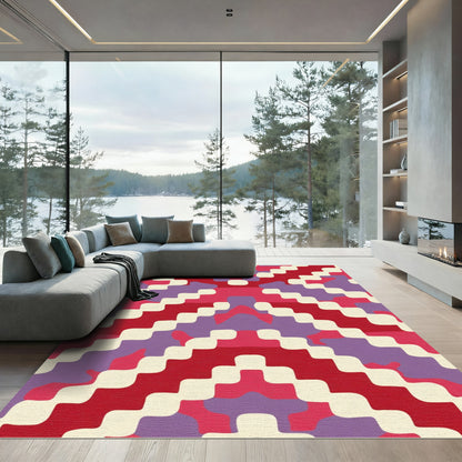 Crimson Violet Stairway Abstract Rug