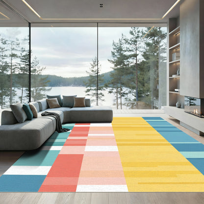 Coastal Geometric Stripe Color Block Rug
