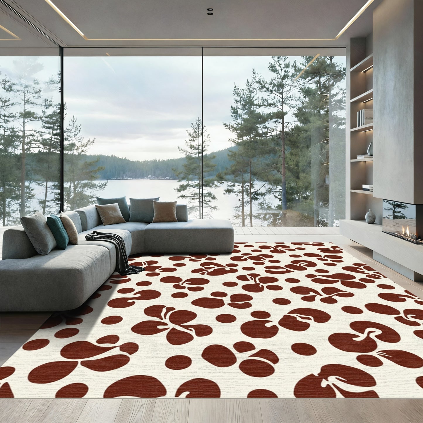 Brown Organic Spot Bloom Rug