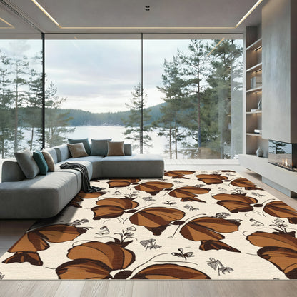 Brown Butterfly Floral Arrangement Rug