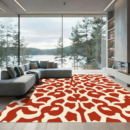 Crimson Cream Organic Lattice Rug