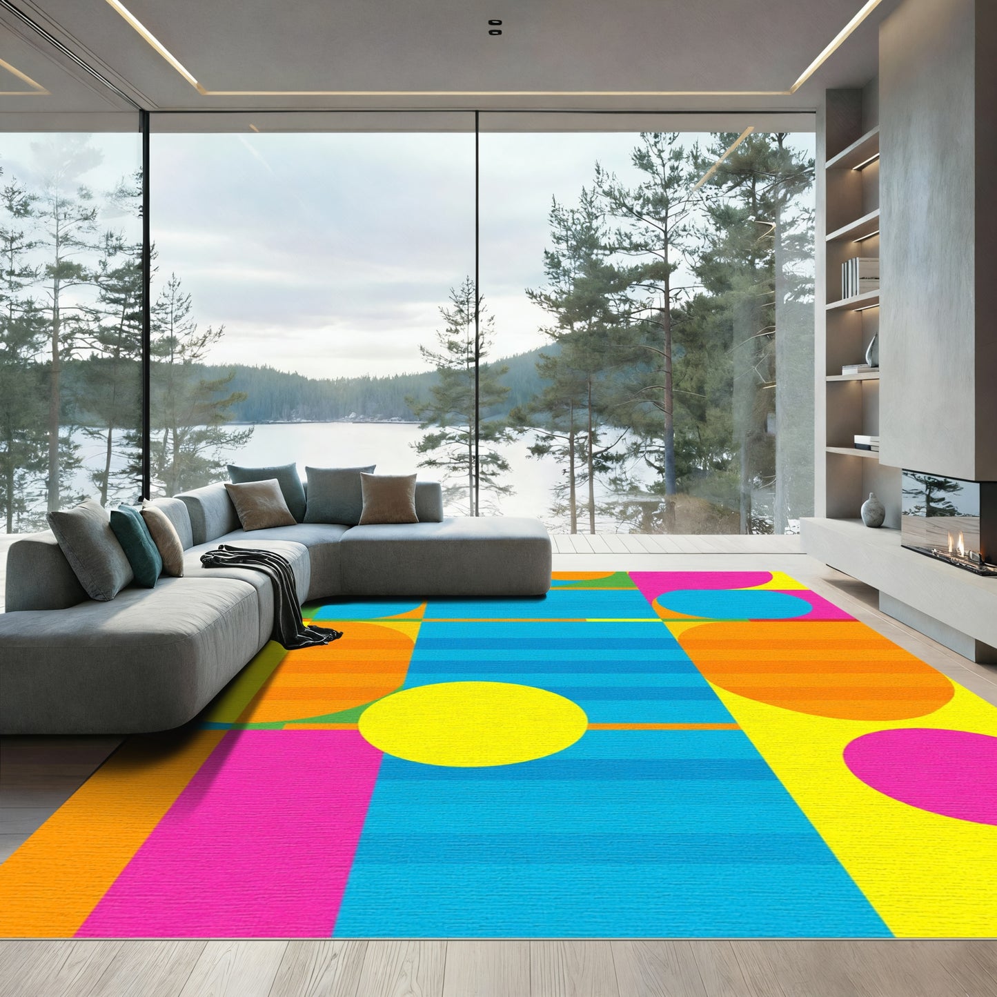 Vivid Abstract Geometric Color Blocks Rug
