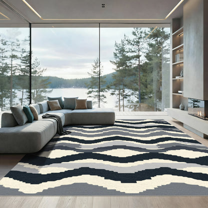 Monochromatic Abstract Staircase Wave Rug