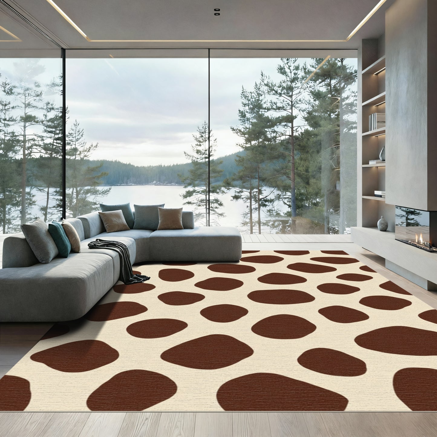 Brown Tan Spots Abstract Rug