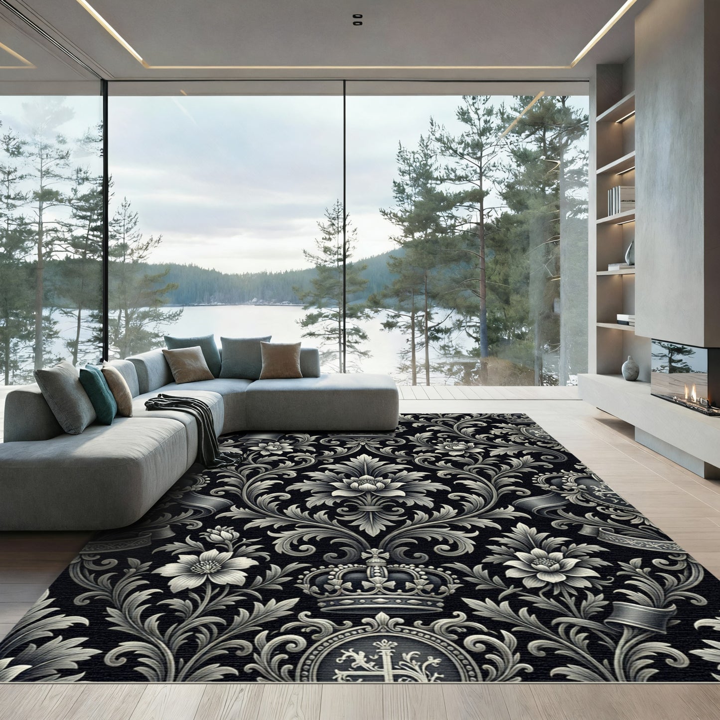 Regal Black Silver Regal Accents Rug