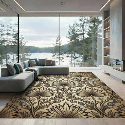 Art Nouveau Palm Leaf Floral Rug