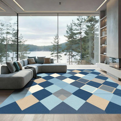 Navy Blue Diamond Mosaic Rug