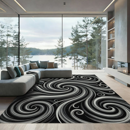 Monochromatic Swirl Abstract Motion Rug
