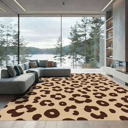 Trendy Beige Leopard Spots Rug