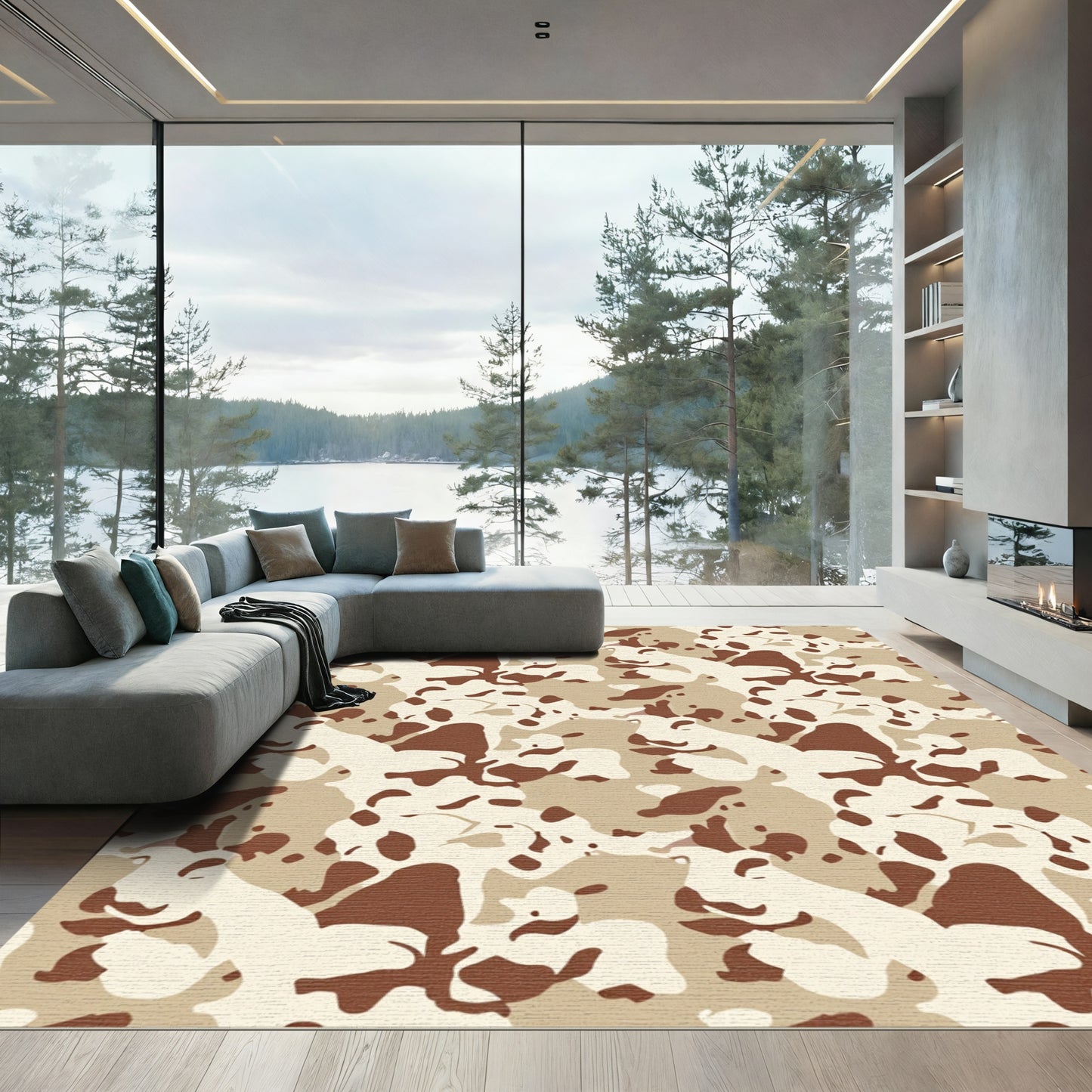 Desert Camouflage Patchwork Blocks Rug