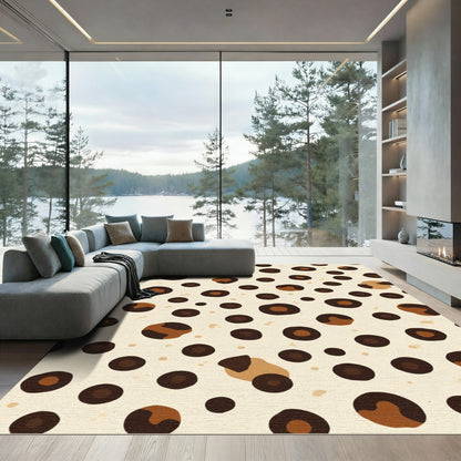 Brown Leopard Spots Cream Background Rug