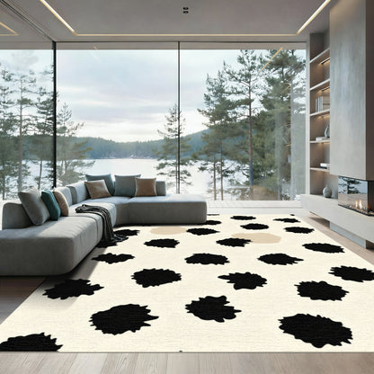 Black Spatter Cream Spot Accents Rug