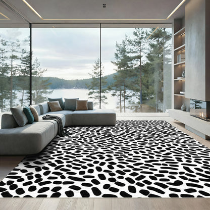 Abstract Black White Organic Spots Rug