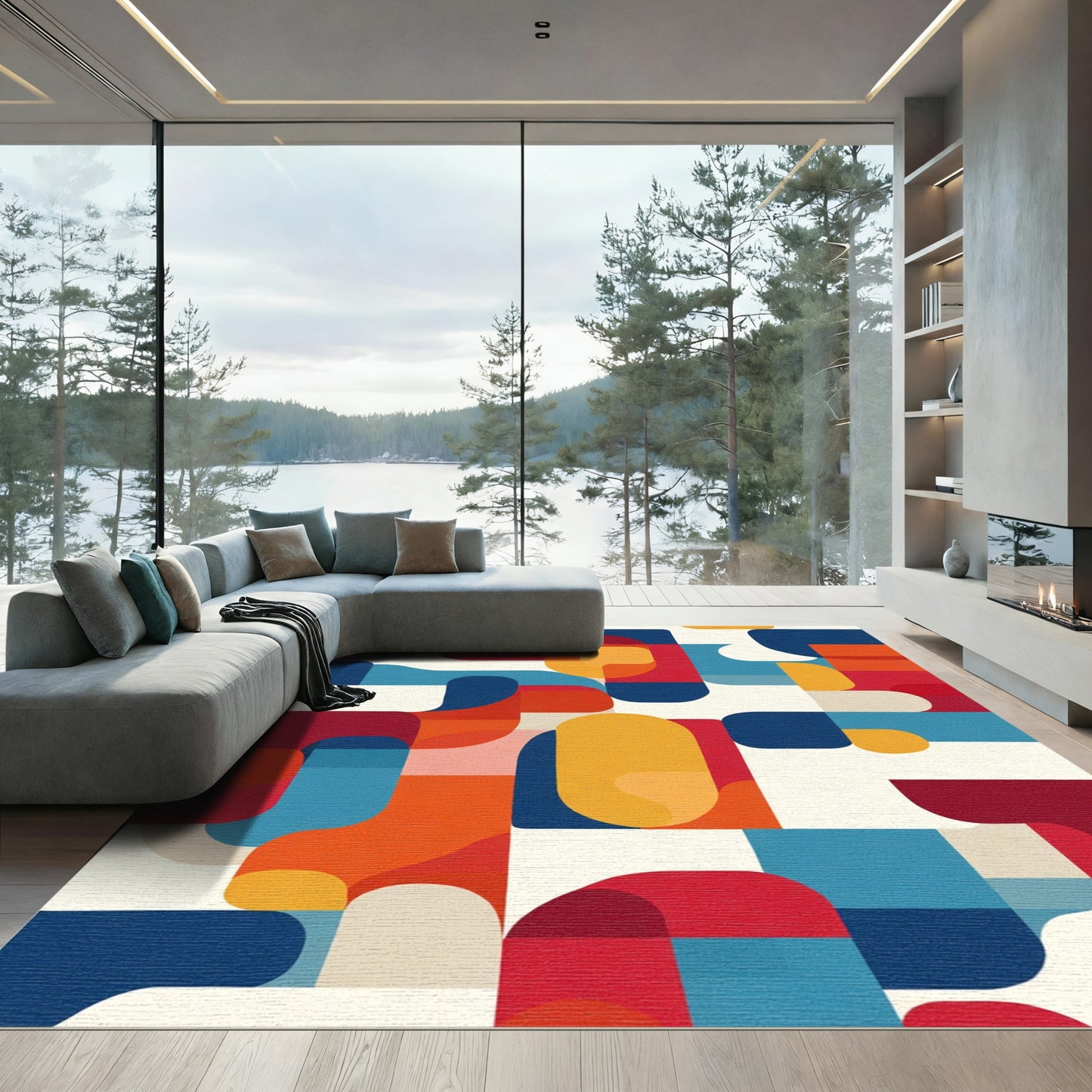Bold Geometric Abstract Shapes Rug