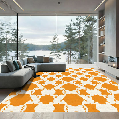 Orange Bloom Allover Geometric Rug