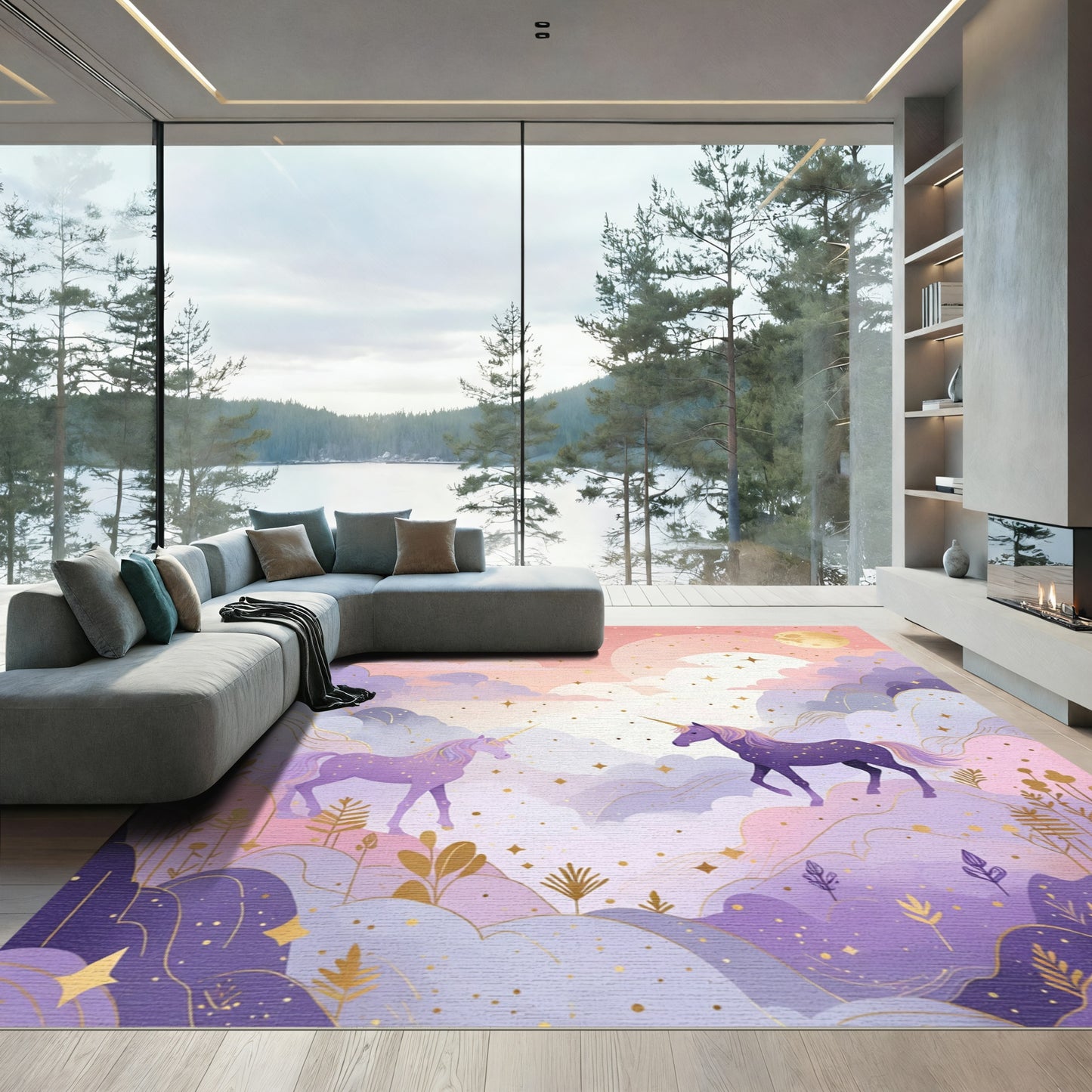 Enchanting Pastel Unicorn Celestial Dream Rug