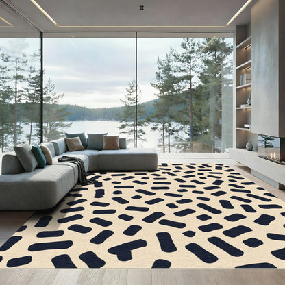 Abstract Navy Bean Field Rug