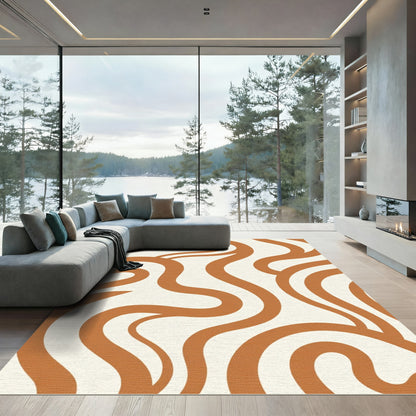 Desert Swirl Abstract Curved Lines Rug