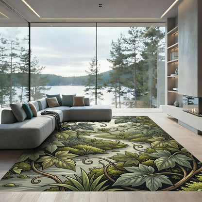 Lush Green Botanical Ivy Vine Rug