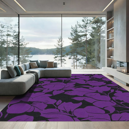 Vibrant Purple Floral Silhouette Rug