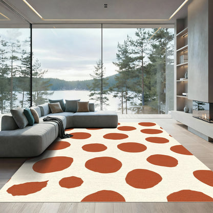 Terracotta Dot Patterned Cream Rug