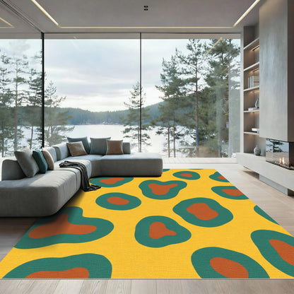 Burnt Orange Teal Abstract Spots Rug