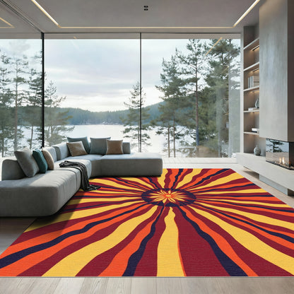 Radiant Sunburst Red Yellow Rug