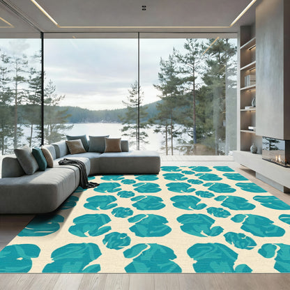 Teal Abstract Bloom Repeating Arrangement Rug