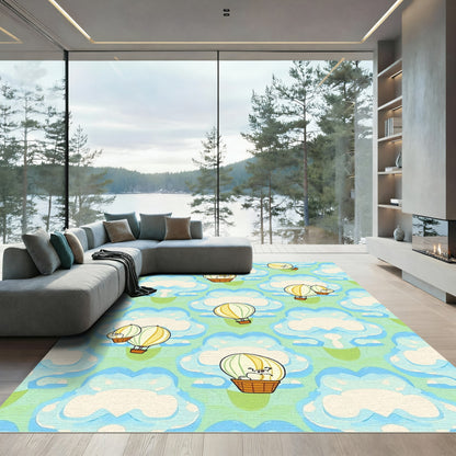 Whimsical Hot Air Balloons in Sky Rug