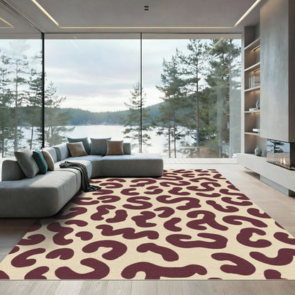 Burgundy Spots Modern Contemporary Rug