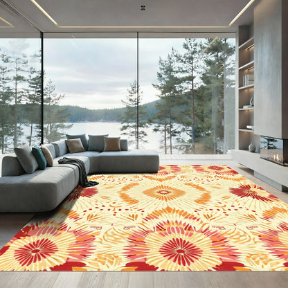Golden Sunburst Mandala Rug