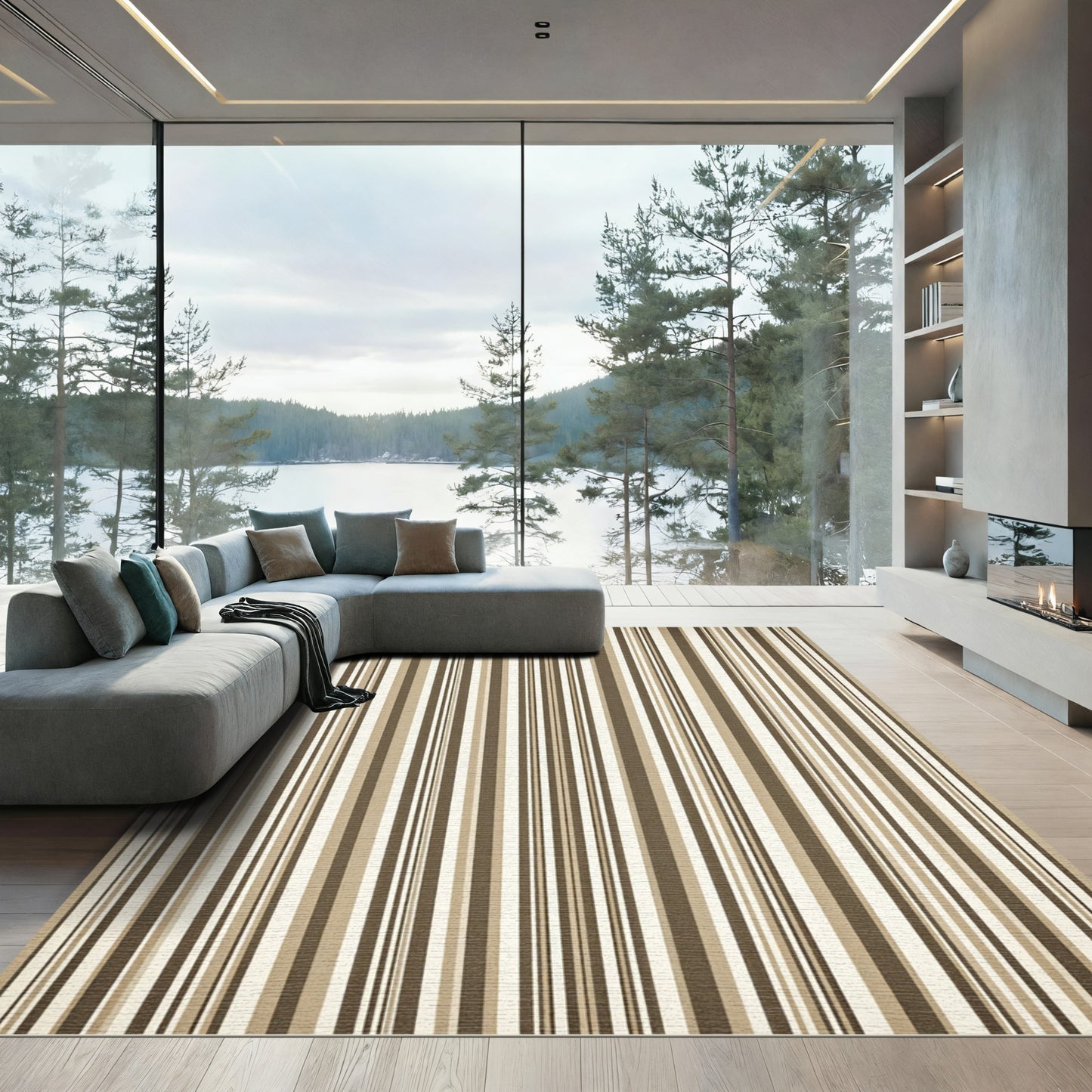 Subtle Vertical Stripe Earth Tones Rug